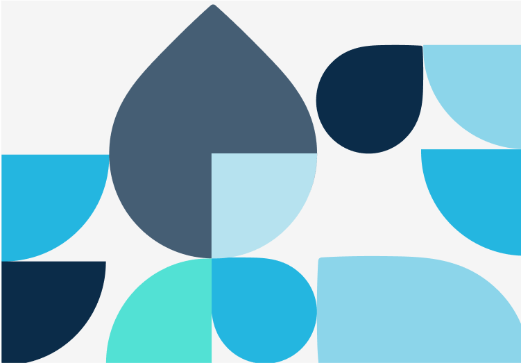 Formes dans diverses tons de bleu.